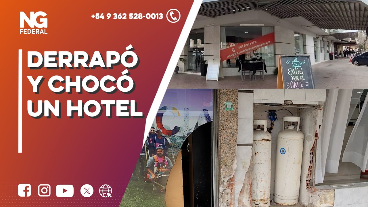 ►Un auto se incrustó contra la fachada del Hotel Royal en Resistencia
