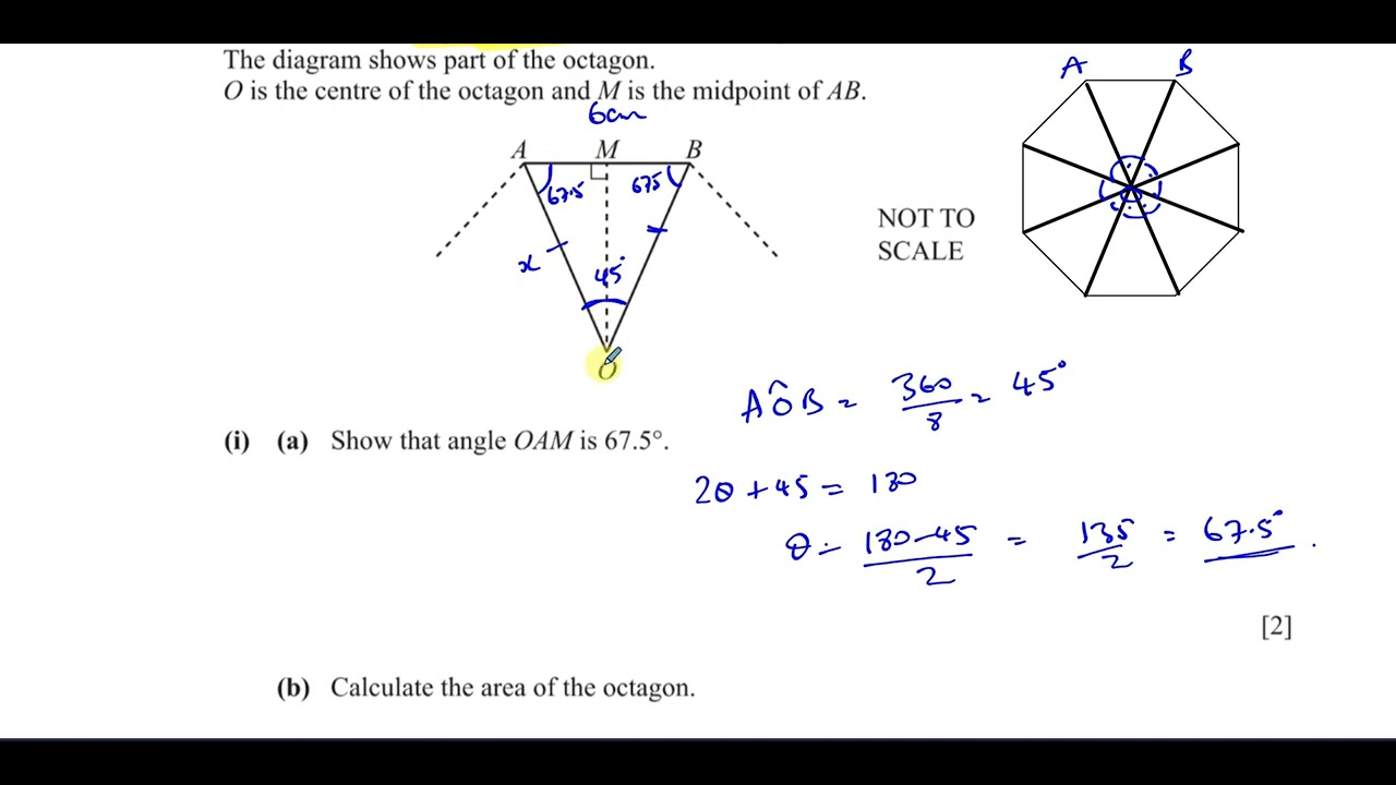 0580/41/M/J/22 (IGCSE), Paper 41, Q5(a),Mensuration, Area of Basic ...