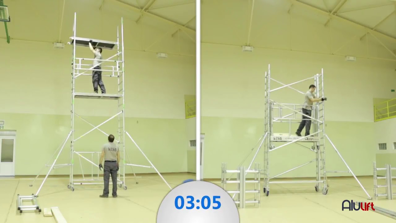 Abbaugeschwindigkeit | Lockhard AluLift elektrische Arbeitsbühne vs  herkömmliches Arbeitsgerüst