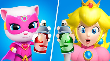 Talking Tom Cat vs Mario Princess Peach, Talking Tom Hero Dash Gameplay, My Talking Tom Friends Game