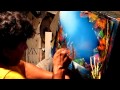 Spray paint artist in Cozumel