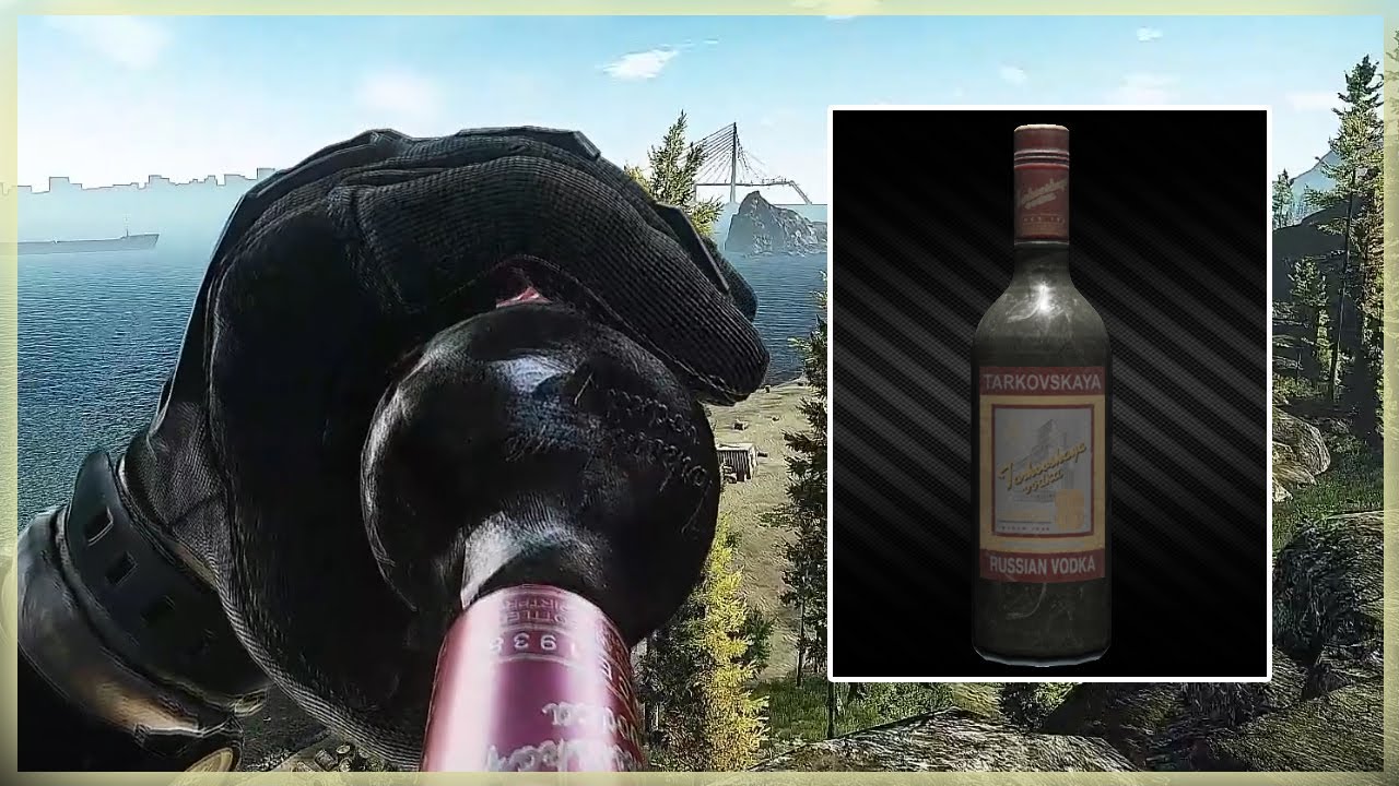 BOTTLE OF TARKOVSKAYA VODKA DRINKING ANIMATION IN ESCAPE FROM TARKOV