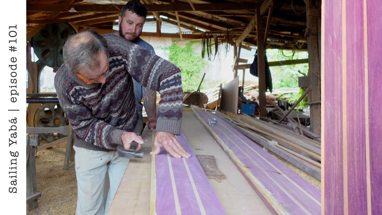 Boat restoration: building a purpleheart wooden floor from scratch (wood inlay) — Sailing Yabá #101