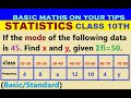 If the mode of the following data is 45. Find x and y, given Σfi=50. #statistics #mode