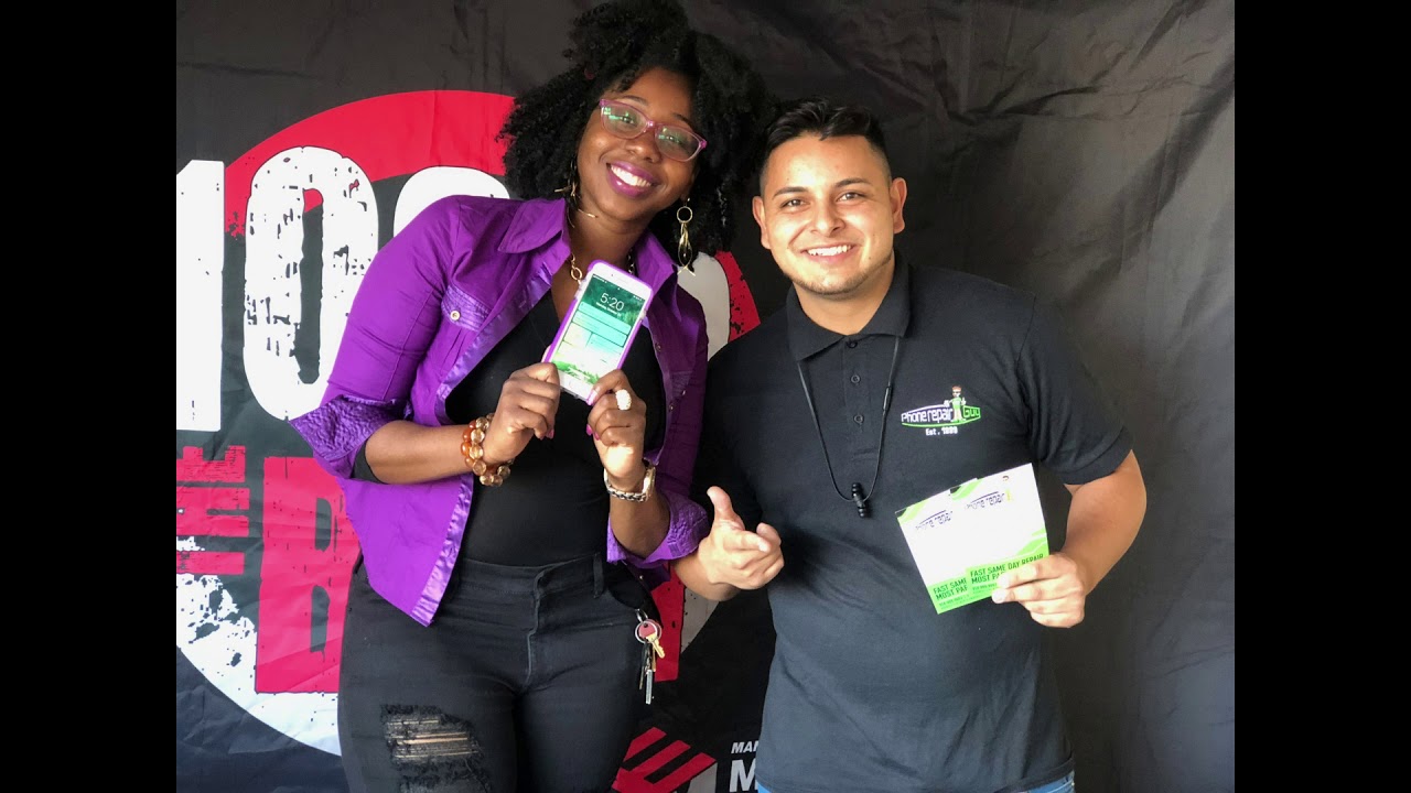 Miami Famous 103.5 the Beat Stichiz sending shout out to Phone Repair Guy