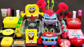 Spongebob vs M.r Crab Slime |Mixing Eyeshadow And GLITTER Into Slime,Satisfying Slime Videos ASMR