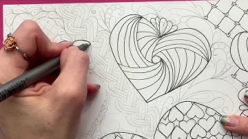 February Zentangle Zendoodle #Quigtangle Valentine Spread | Plan with Me