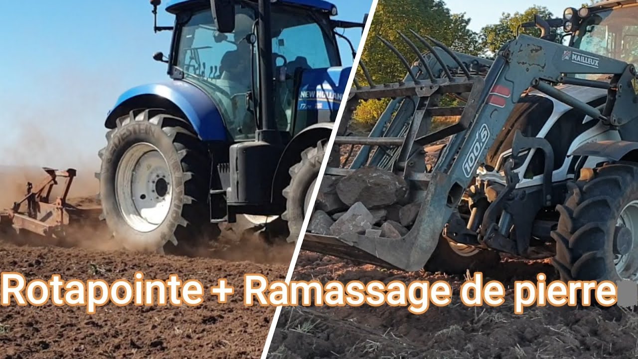 Passage du rotapointe+ ramassage de pierre Valtra N104 ,N H T7 170