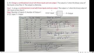 Design a combinational circuit with three inputs and one output.