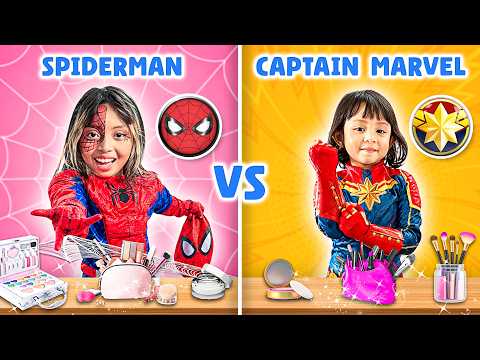 Leika & Lexie Jadi Superhero 😱⭐ Makeup Spider-Man & Captain Marvel!