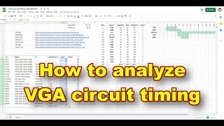 How to analyse VGA circuit timing using a spreadsheet