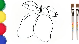 Easy Drawing and coloring of mango fruit  || Menggambar dan mewarnai buah mangga yang mudah