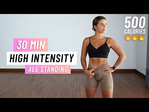 30 Min Fat Burning HIIT Workout - ALL STANDING - Full Body, No Equipment, Home Workout