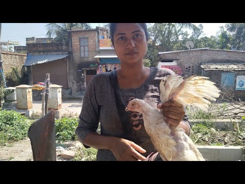 Elder Sister Beautiful To See Cutting Chicken  Bansdroni