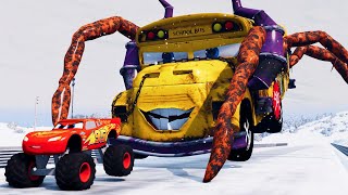 Epic Escape From Lightning McQueen Eater Giant Bot, Spider Eater, Fritter Eater in BeamNG