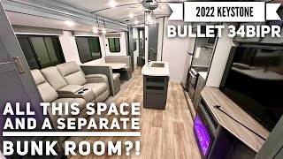 Most Space I’ve Seen in a Bunkhouse Travel Trailer! 2022 Keystone Bullet 34BIPR