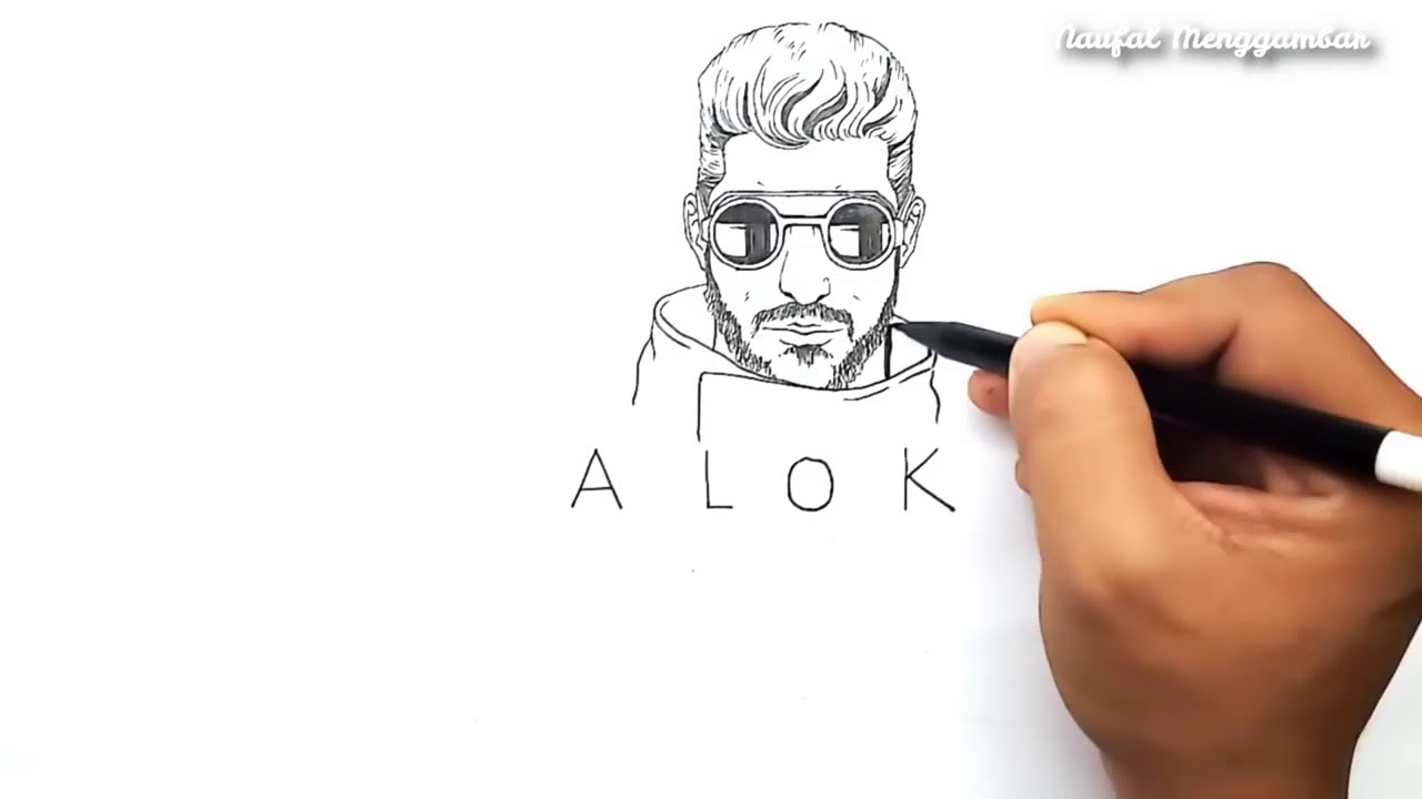 How To Draw Alok Character Of Free Fire Using Dj Alok Name Youtube