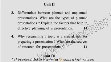 BBA 4th Sem Presentation Skill Question Paper 2019