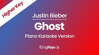 Ghost - Justin Bieber - Piano Karaoke Instrumental - Higher Key