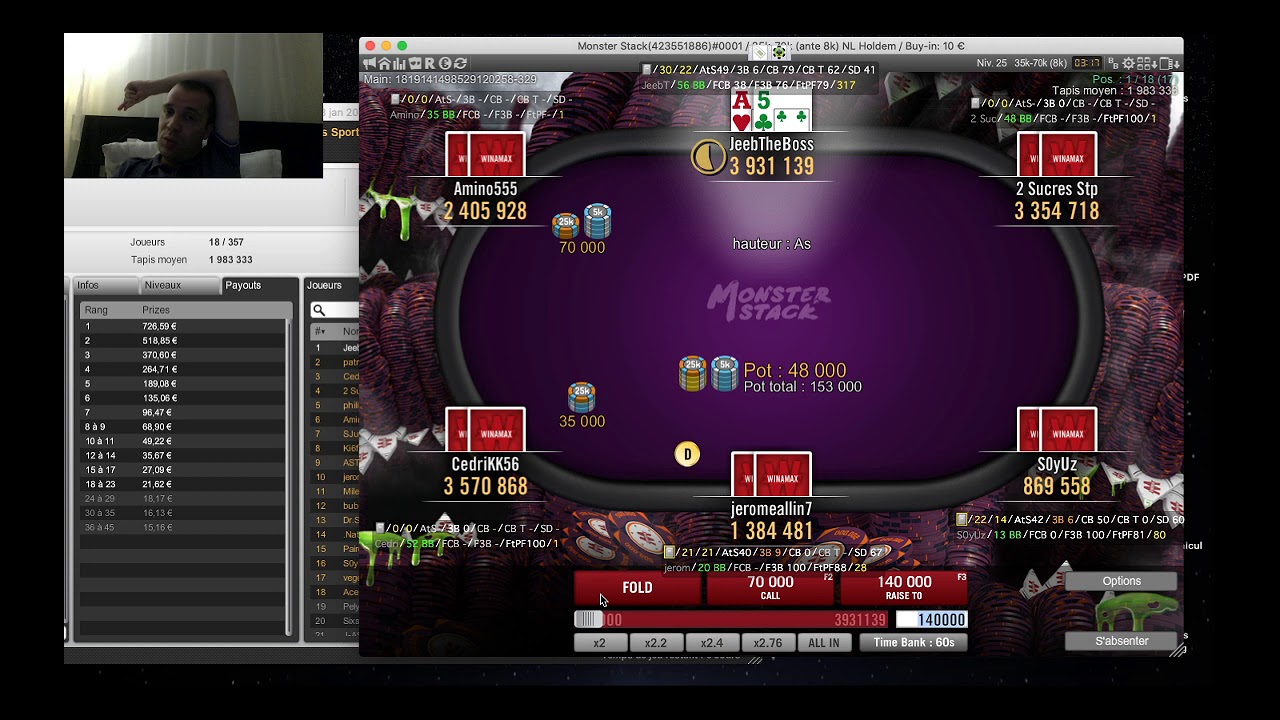 Poker: Nouvelle table finale sur un Monster Stack à 10€? - YouTube