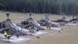 Massive Launch of US Apache And German Tiger Attack Helicopters