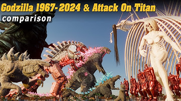 Godzilla 1967-2024 And Titan In Attack On Titan | 3D Size Comparison