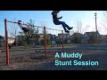 A muddy stunt session