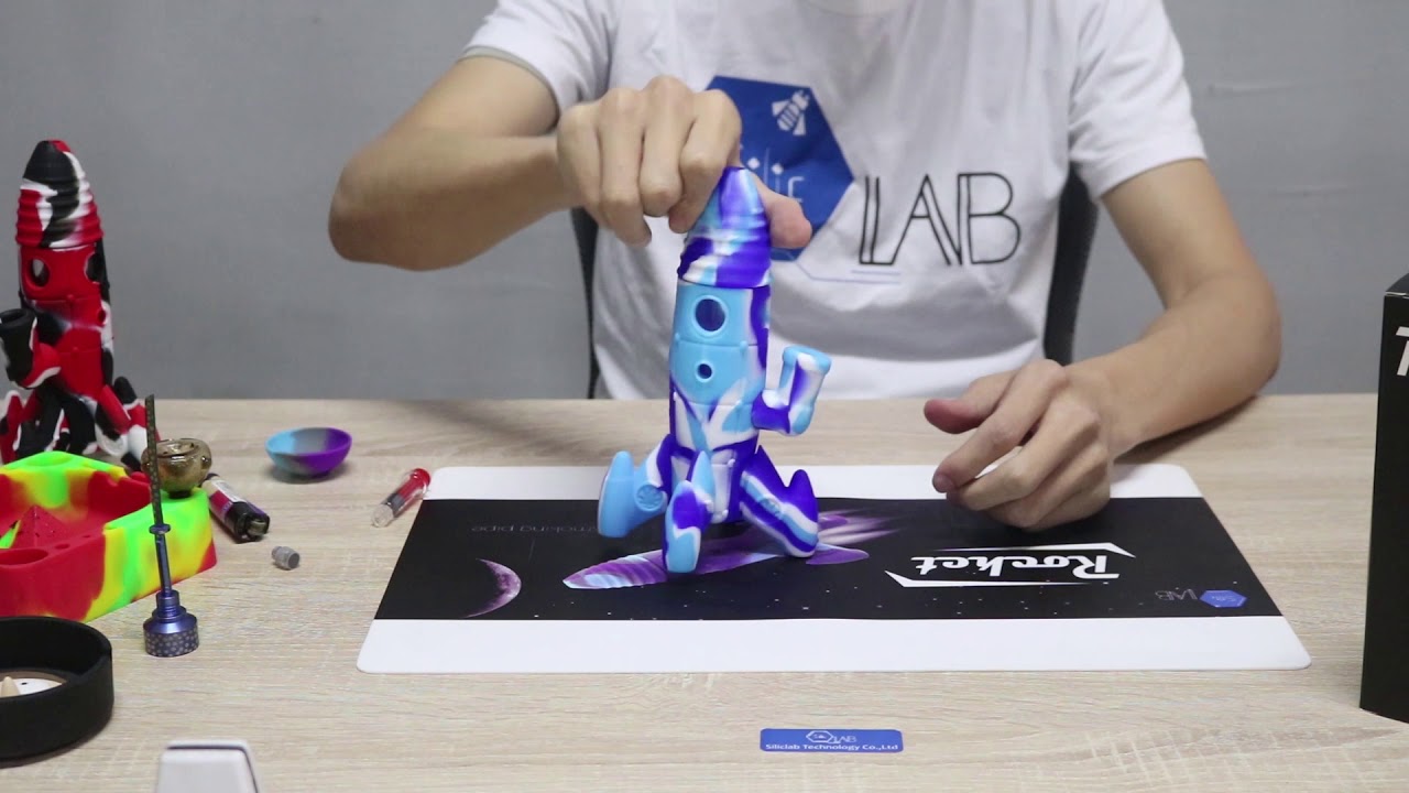 SILICLAB Rocket Water Pipe Bong Silicone Bubbler Pipes for Dab Wax Concentrate Oil