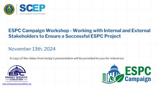Workshop 02 - Working with Internal and External Stakeholders to Ensure a Successful ESPC Project