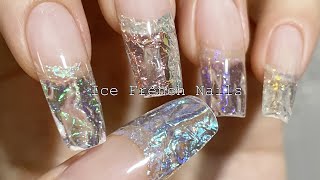 sub)얼음네일 지겨운 사람들 여기여기 모여라! 셀프네일아트 | nails tutorial, Ice nails, aurora nails