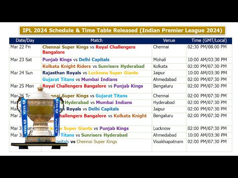 Видео: IPL 2024 Schedule & Time Table (Indian Premier League 2024)