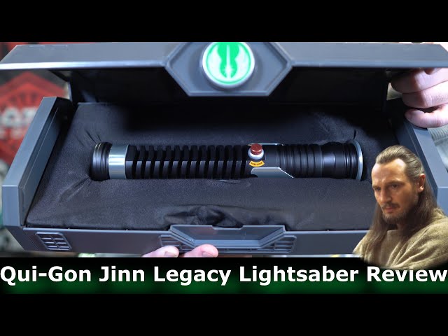 Galaxy's Edge Star Wars Qui-Gon Jinn Legacy Lightsaber Hilt Bundle with  Custom Engraved Stand