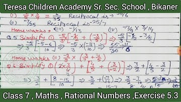 class 7 Maths Rational Numbers Exercise 5.3