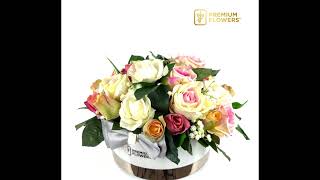 Rainbow Roses  Platinum White Vase