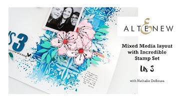 Easy Mixed Media Floral Scrapbook Layout Using Watercolors