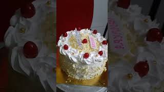 home made egg less fresh white forest cake