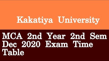 Kakatiya University MCA 2nd Year 2nd Sem Dec 2020 Exam Time Table