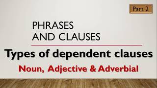English Grammar - Clauses and Phrases - Types of Dependent Clause -Adjective, Noun, Adverb - Part 2