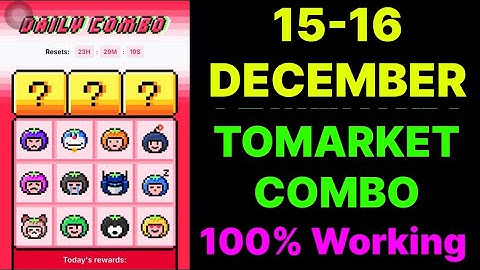 Tomarket Daily Combo | Tomarket Combo 15 & 16 December | Tomarket Combo Today |