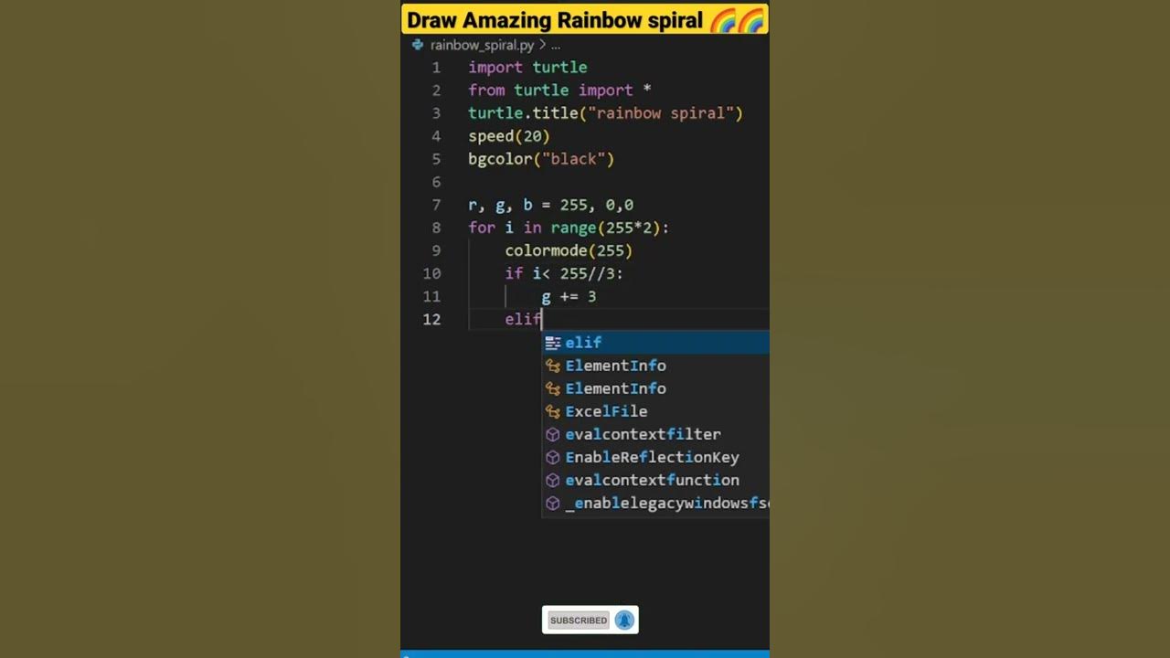 Draw an Amazing Rainbow spiral || Python Turtle Graphics || #shorts # ...