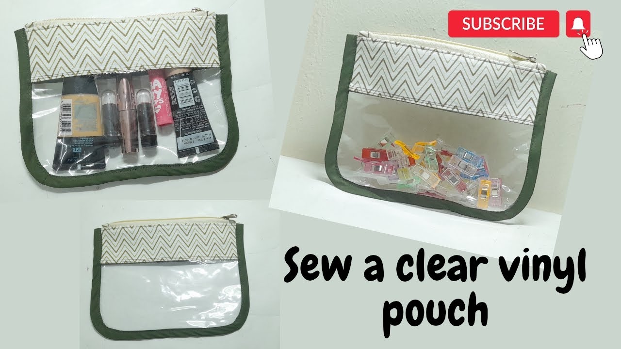 Sew a pouch with clear vinyl and fabric #diy #vinyl #pouch - YouTube