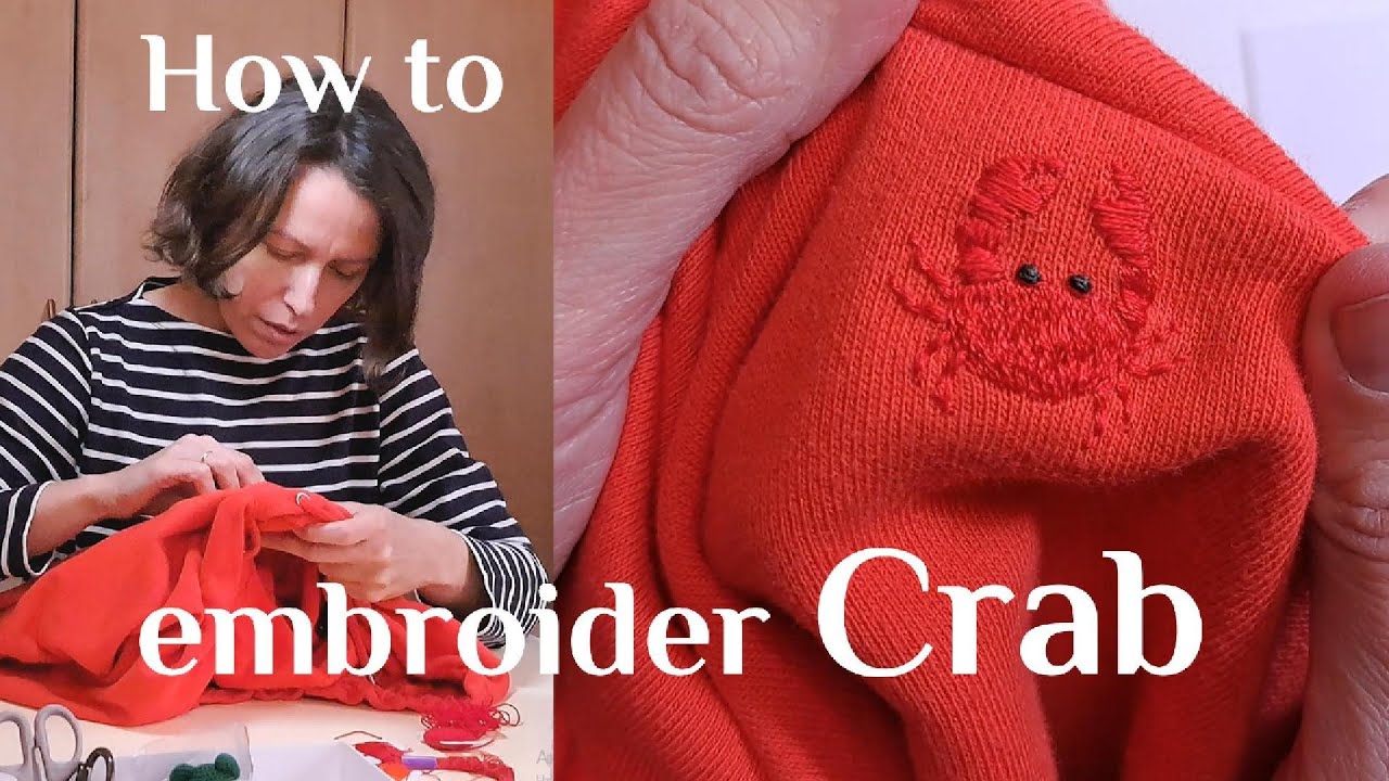 🦀 Turn a hole in your clothes into a CUTE CRAB with embroidery! Tutorial + stitches 💕