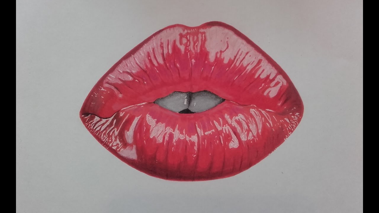 dessiner une bouche réaliste rouge ( draw a realistic mouth ) - YouTube