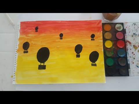 KOLAY SULUBOYA MANZARA RESMİ ( ilkokul görsel sanatlar) easy  watercolor landscape painting