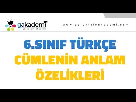 6.Sınıf Türkçe Cümlenin Anlam Özellikleri