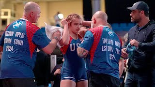 Khystyna Demchuk (UKR) vs Ella Poalillo (USA) 65kg. Womens youth girls wrestling.