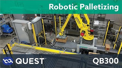 Quest Box Bot QB300M Robotic Palletizer - Integrated Packaging Line for Metal Gallon Jugs
