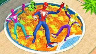 GTA 5 Rainbow Spiderman Jumping into Lava Swimming Pool ( Euphoria Physics )