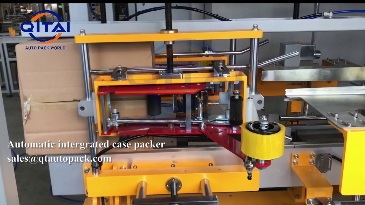 Automatic intergrated case packer machine including case erector case