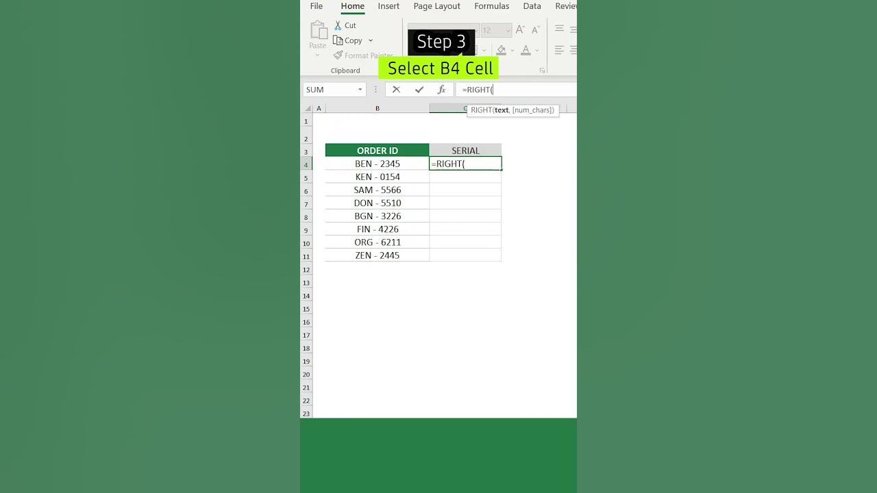 Right function in excel youtube